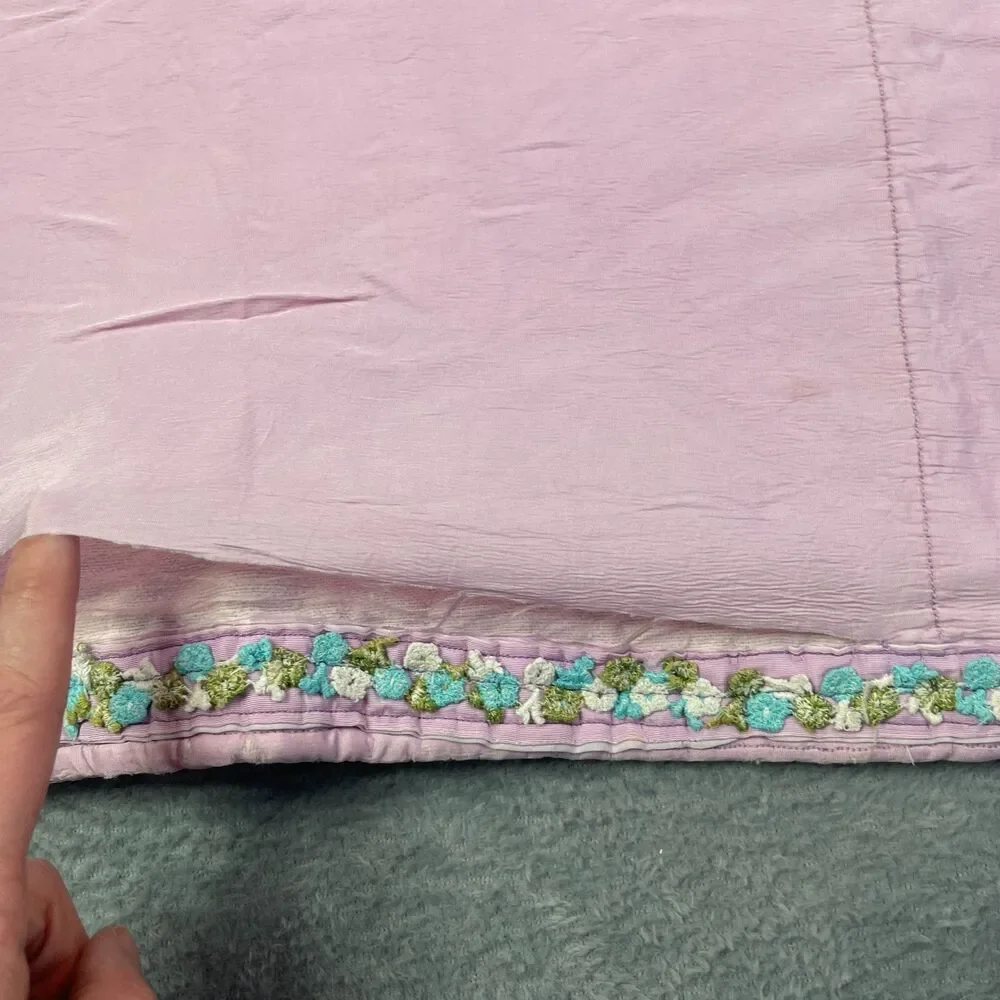 Vintage Baby Quilt Hand Embroidered Animals Pastel Crib Blanket‎ Handmade 36x30